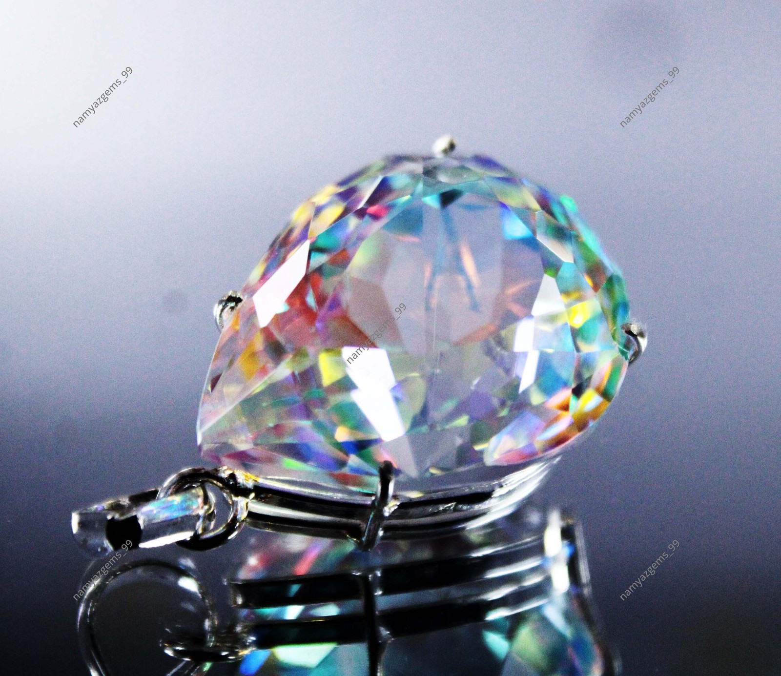 76.95 Ct+ Natural Rare Mystic Multi Color 925 Solid Silver Pendant Gemstone