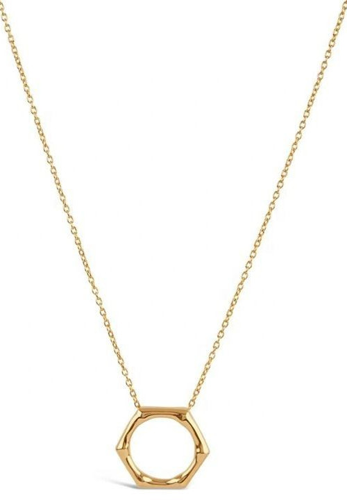 Solid 10K Yellow Gold Hexagon Shaped Simple Chain Necklace For Girls Daily Wear