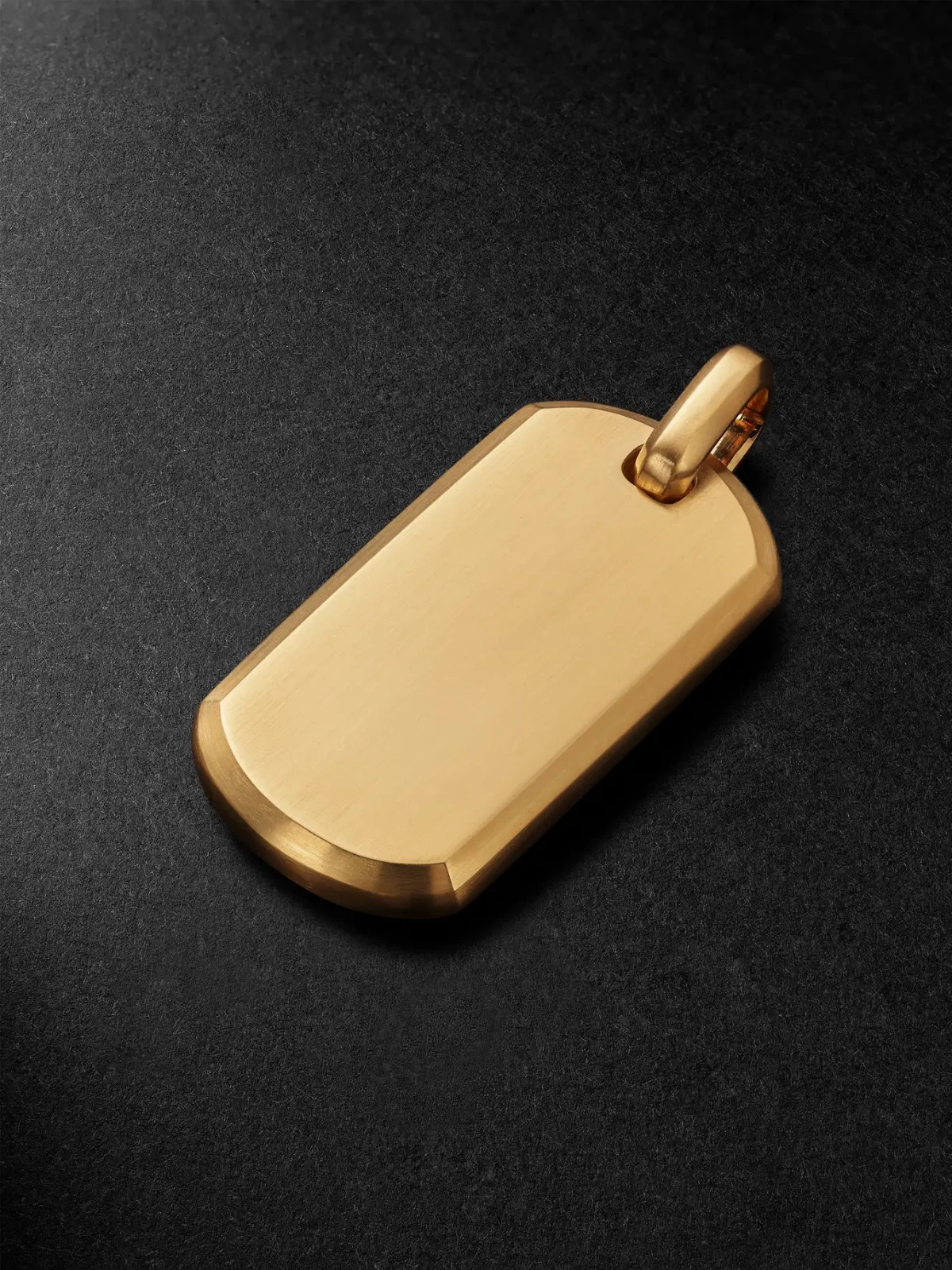 David Yurman Chevron Tag 18K Yellow Gold Dog Tag Pendant