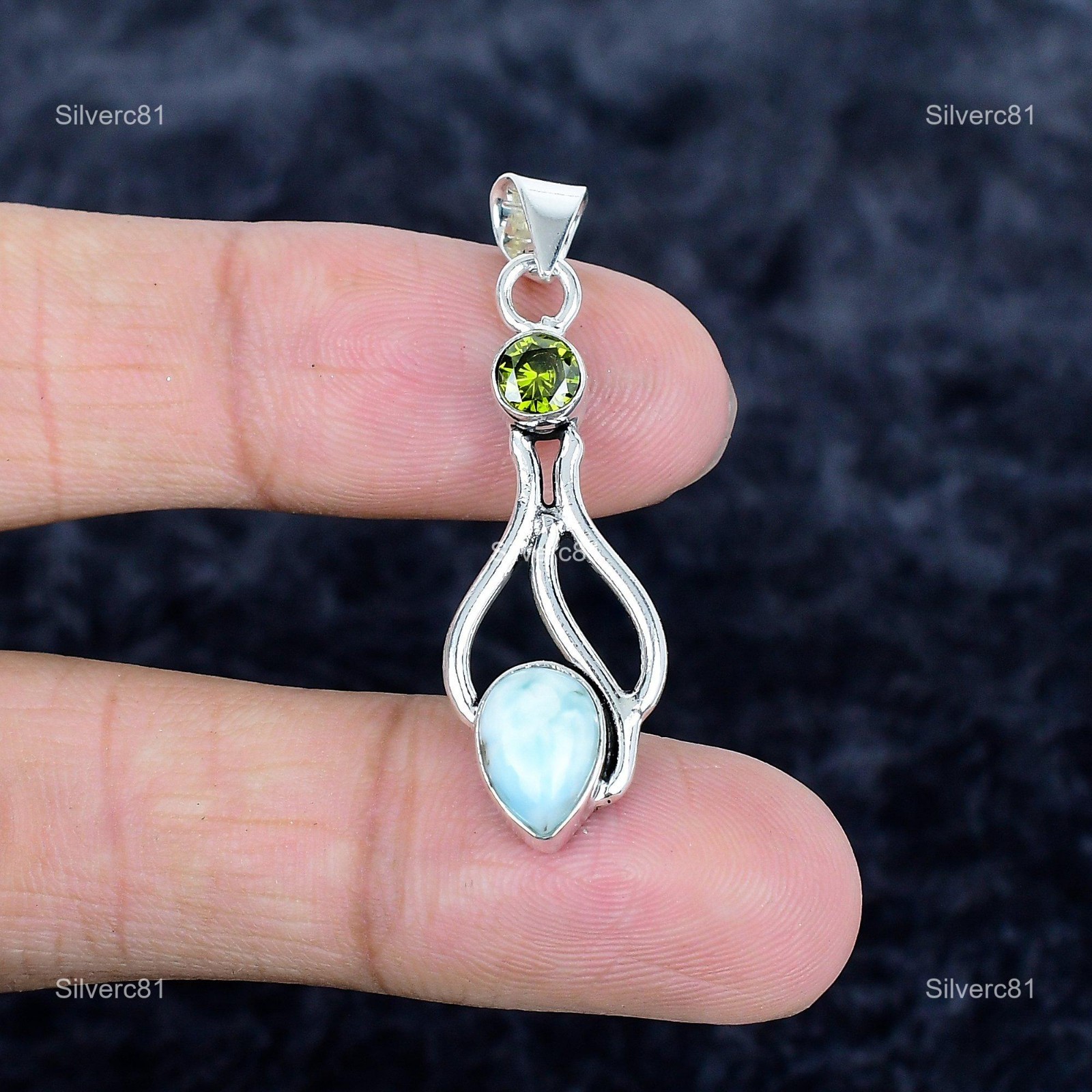 925 Silver Peridot Stone Wedding Birthday Anniversary Throat Chakra Boho Pendant