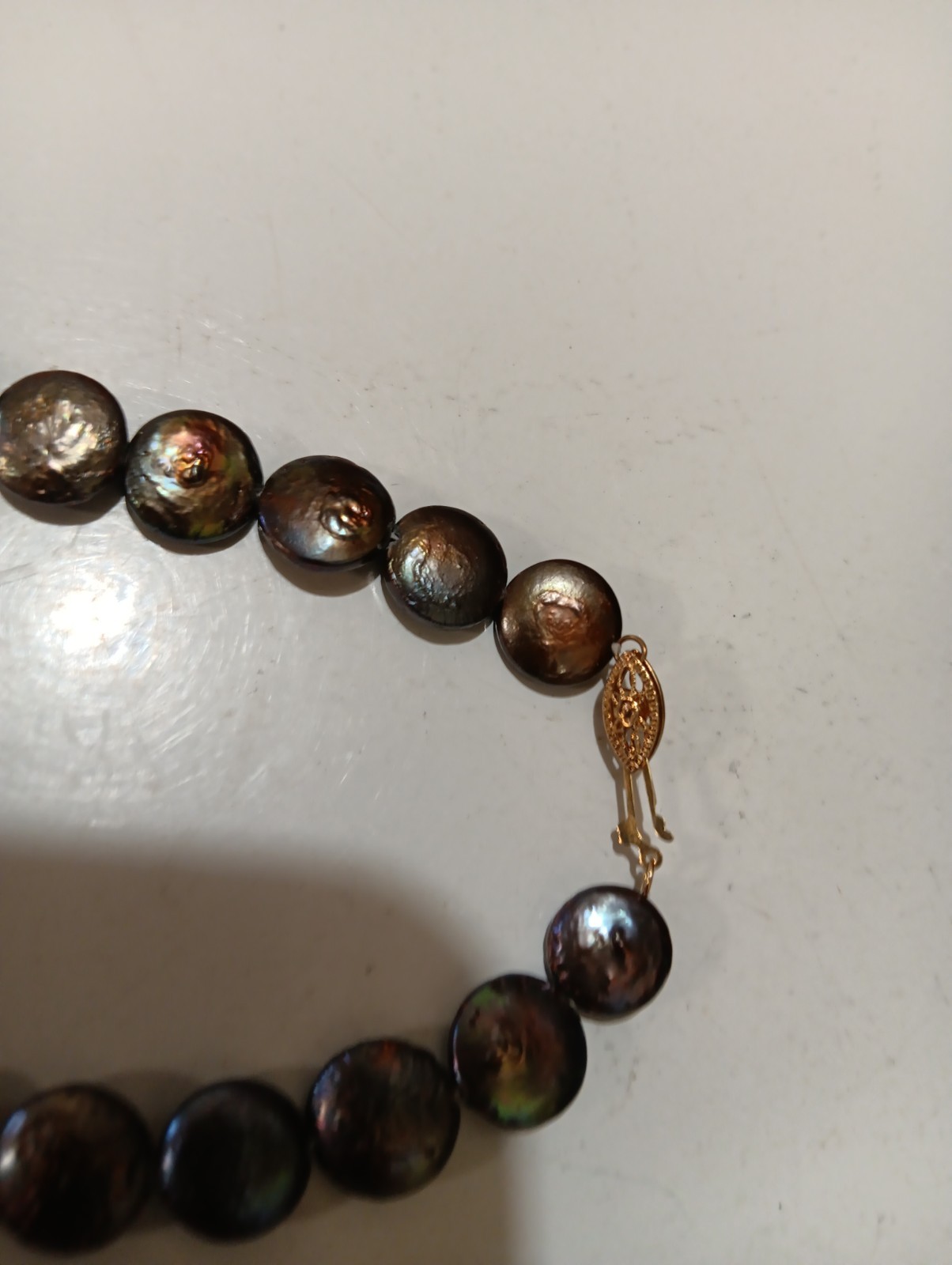 Honora Baroque Disc Iridescent Freshwater Pearl Necklace 18 K