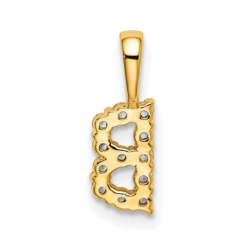 14k Yellow Gold Round Cut Lab Grown Diamond VS/SI+ G+ Letter B Intitial Pendant