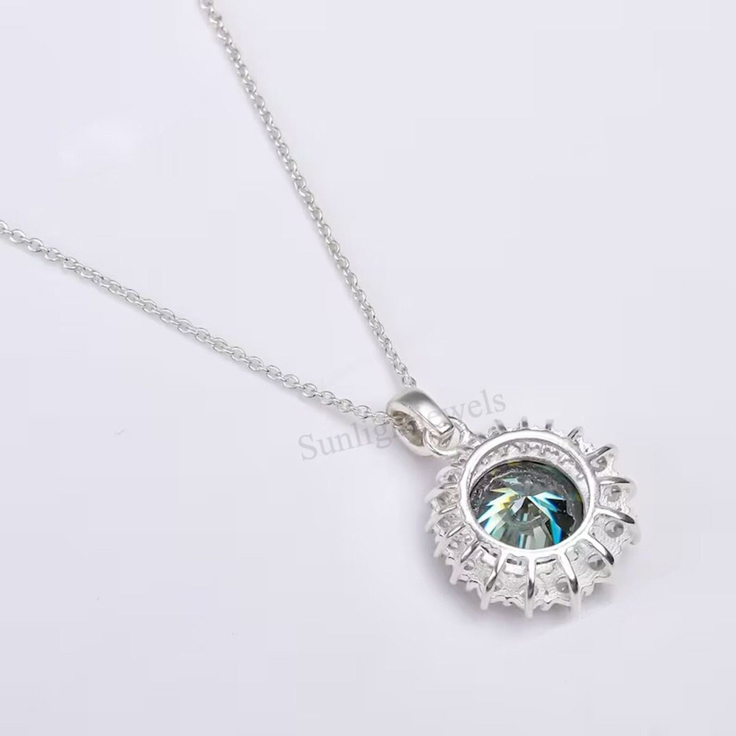 Round Cut Blue Lab Diamond Drop Pendant 6.7 Ct in 925 Silver – Romantic