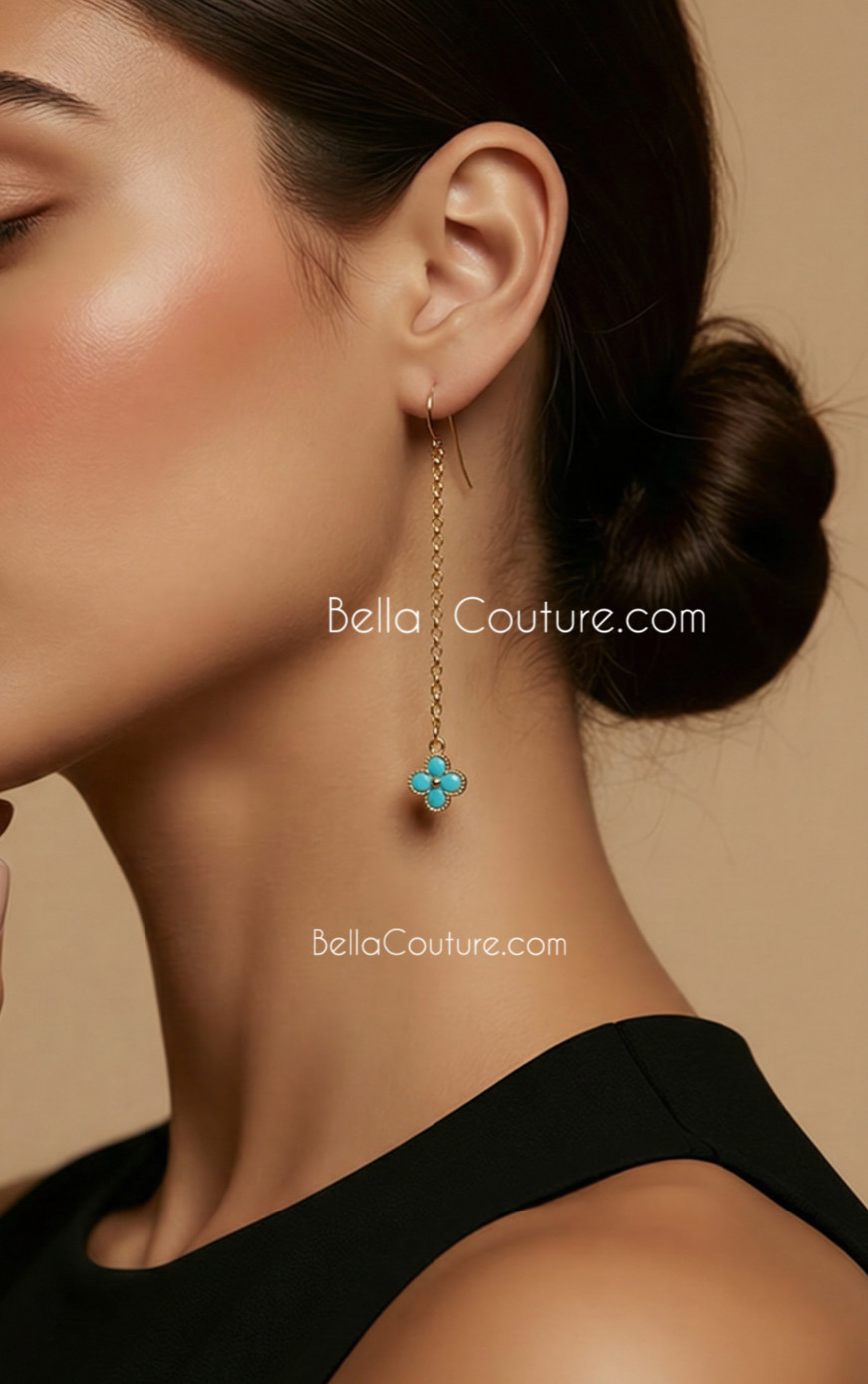NEW RARE 14K YELLOW GOLD NATURAL TURQUOISE 18″ ANTIQUE VICTORIAN CHARM NECKLACE