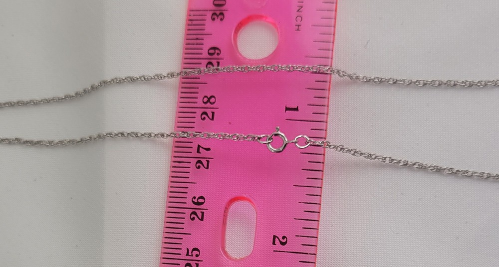 New 14K White Gold 1.1 mm 18 Inch Baby Rope Pendant Chain Necklace