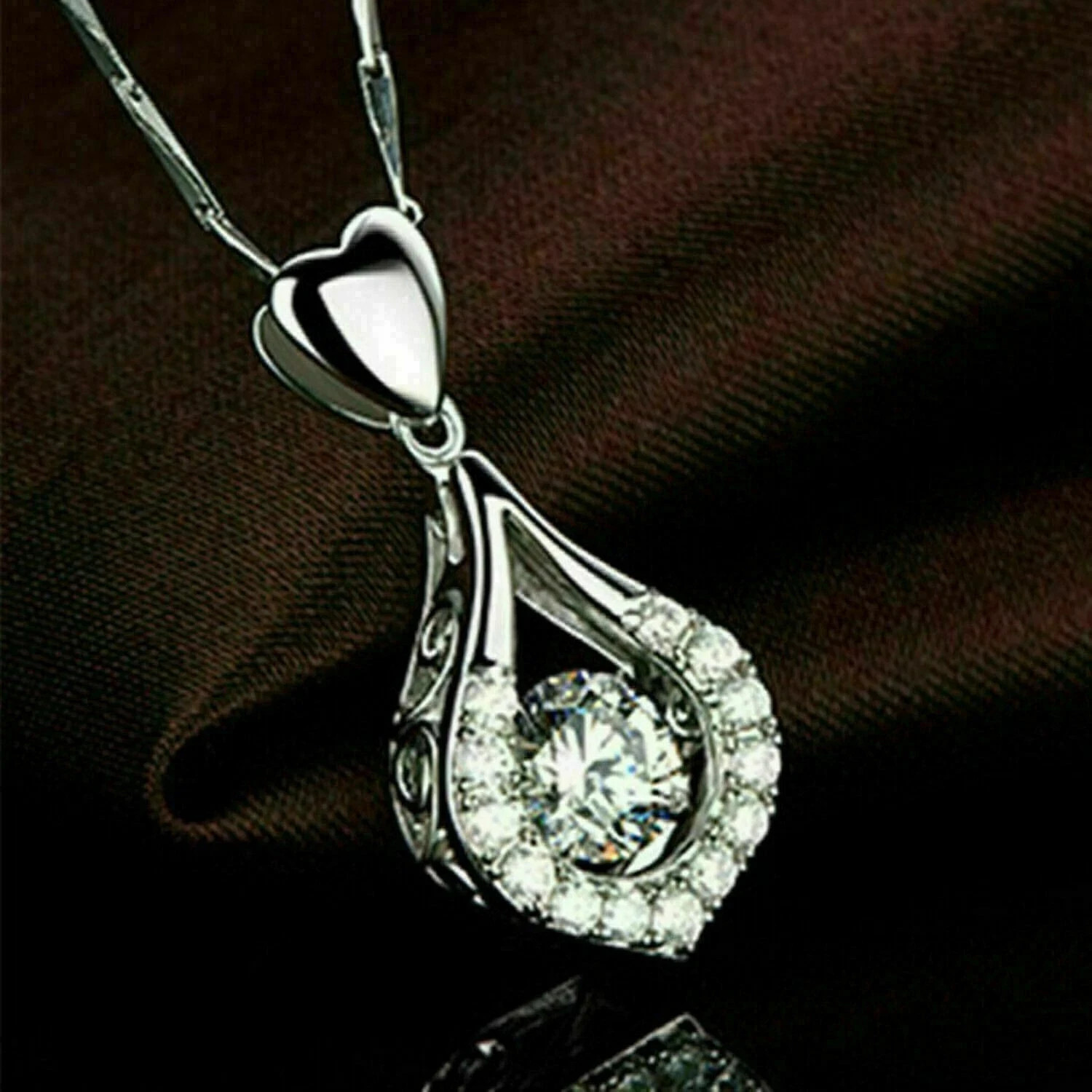 2Ct Round Cut VVS1/D Diamond Teardrop Pendant 14K White Gold Finish Free Chain
