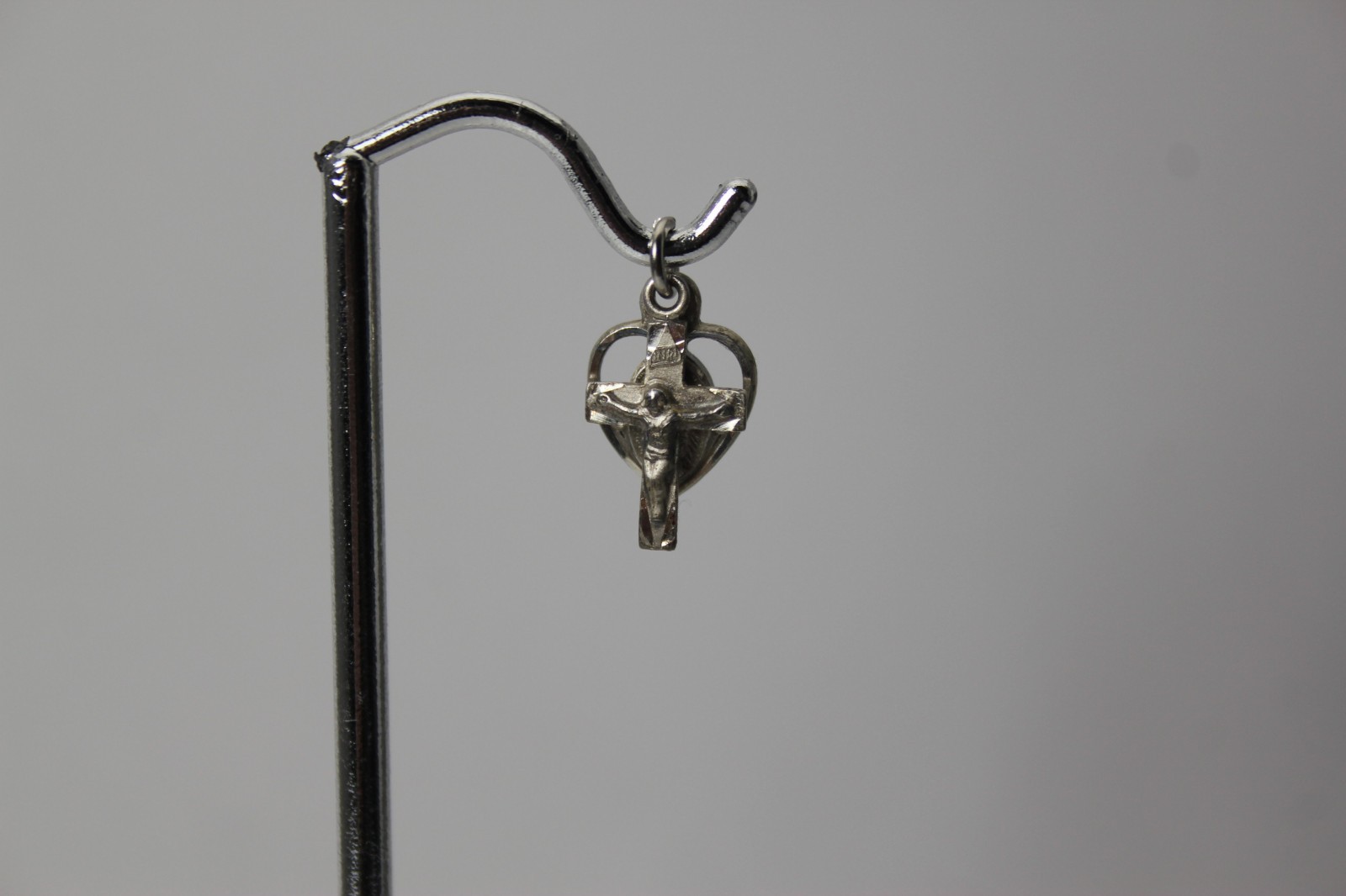 925 Sterling Silver Crucifix & Miraculous Medal Heart Pendants 1 Gram (PEN10428)