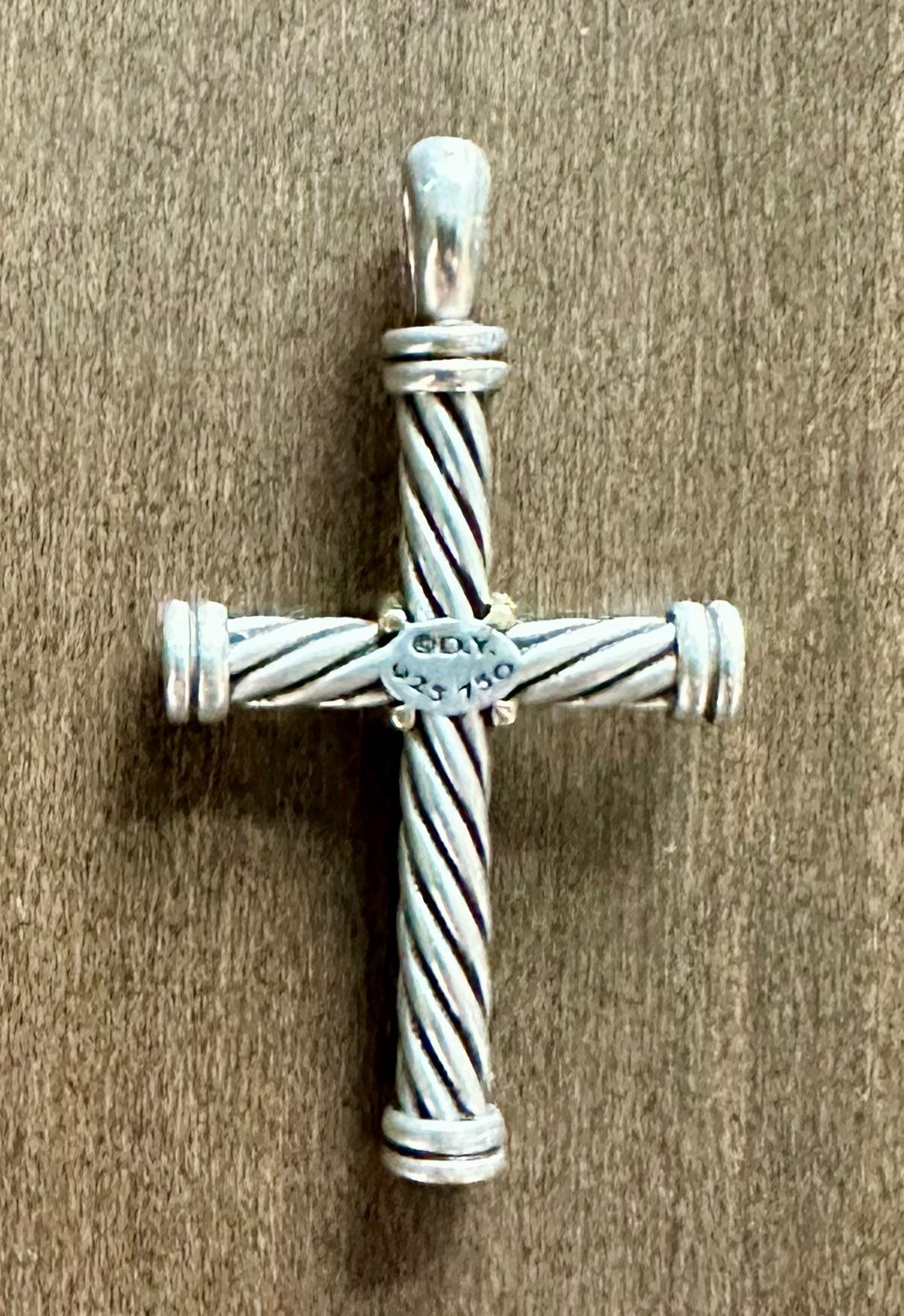 David Yurman Cable Cross Pendant Sterling Silver & 18K Gold 19mmx35mm D05002 S8