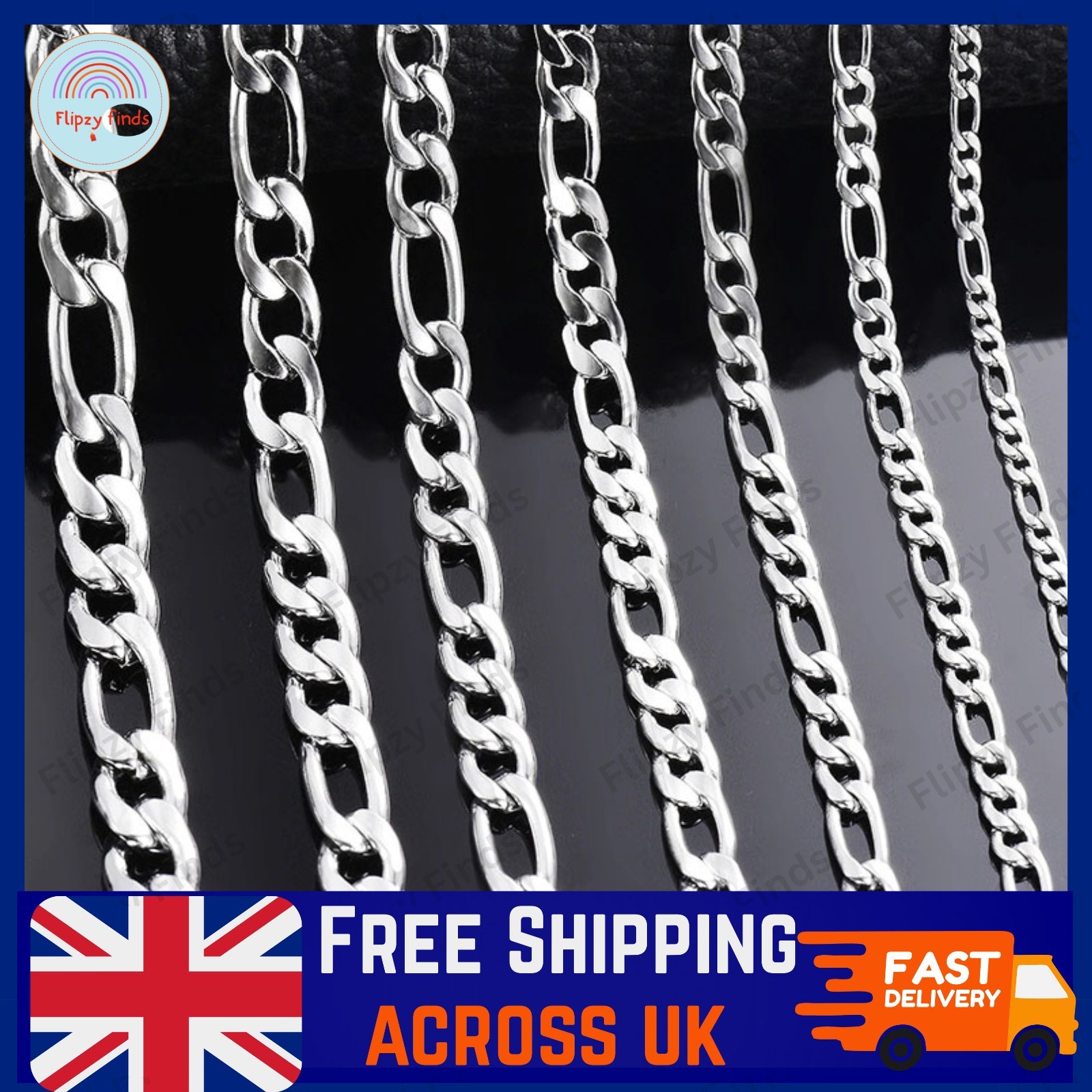 Genuine 925 Sterling Silver Curb Chain Necklace Lobster Clasp 16″-30″ Gifts UK