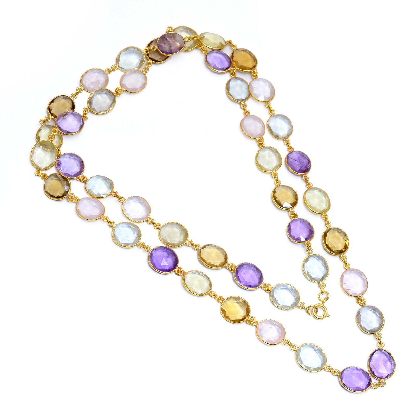 Amethyst Silver Chain,Quartz Bezel Chain,Multi color Chain,Silver Jewelry