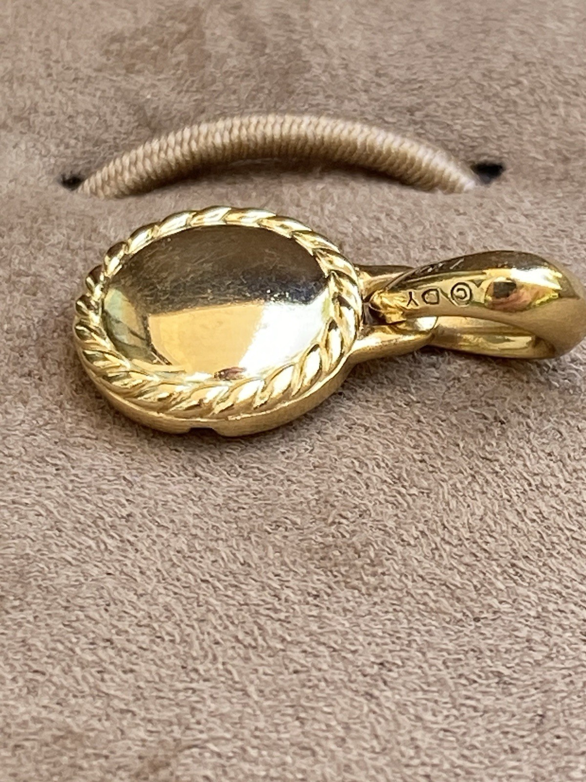 David Yurman 18K Gold Emerald Evil Eye Pendant Amulet Enhancer $2100+