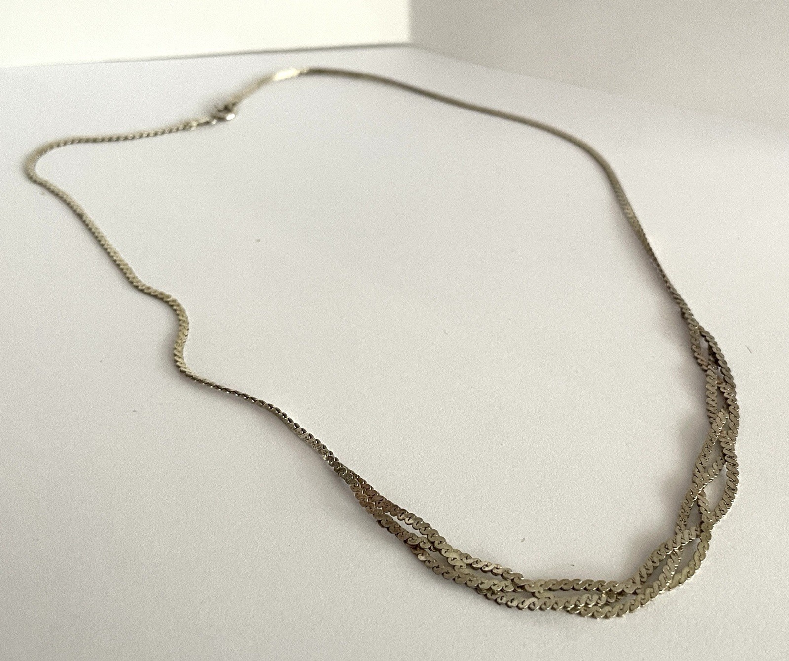 925 Sterling Silver Multi Strand Chain Necklace Layered Minimalist