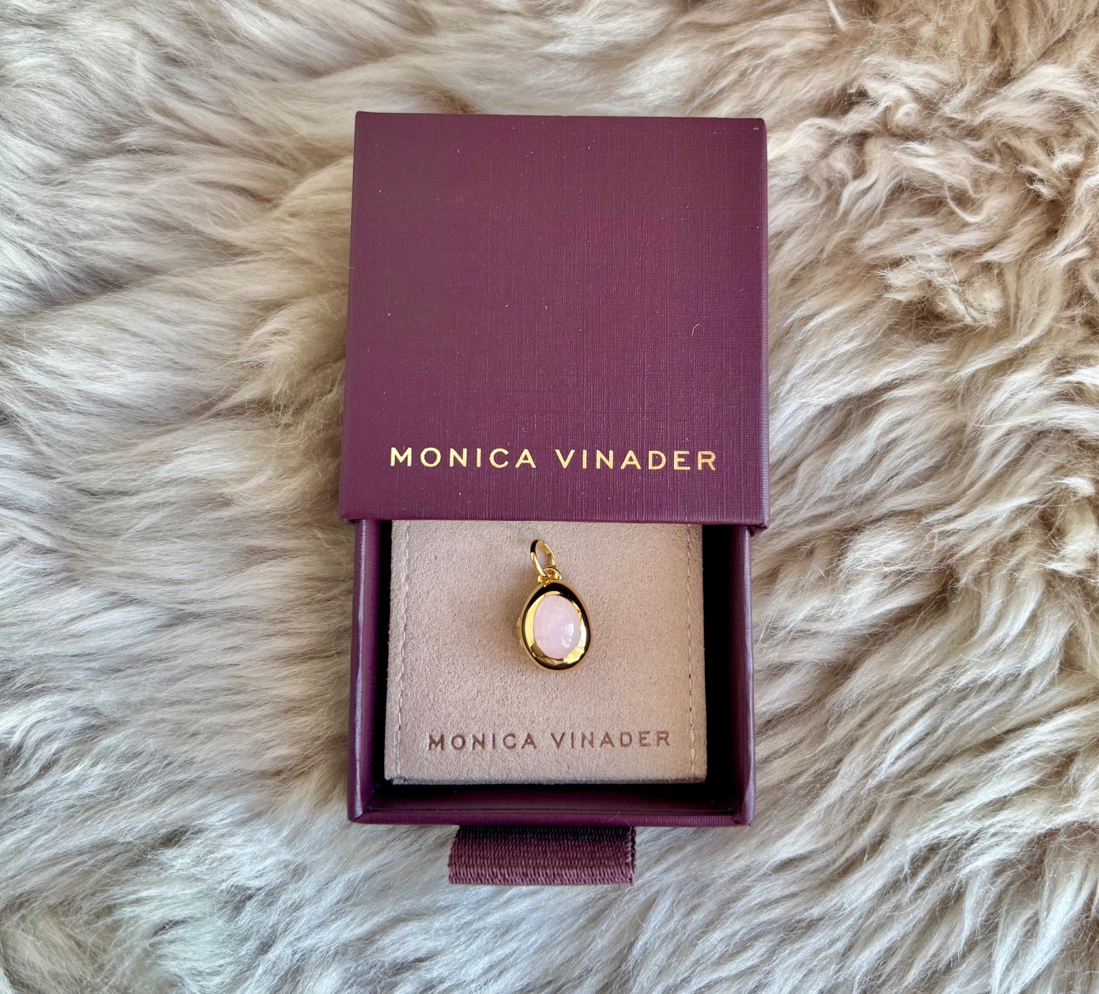 MONICA VINADER 💎 Locket 18k Gold & Rose Quartz RRP £99 Pendant