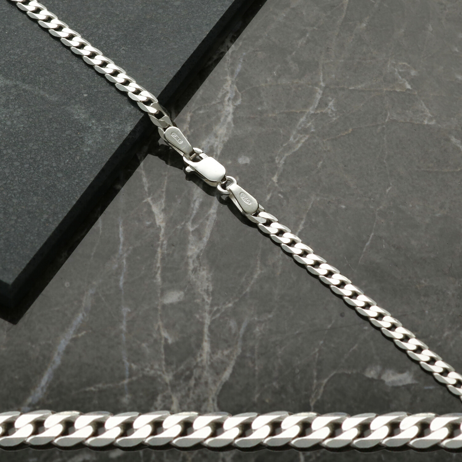 Solid 925 Sterling Silver 18 20 22 24 26 28 30″ Inch 3.2mm Flat Curb Link Chain