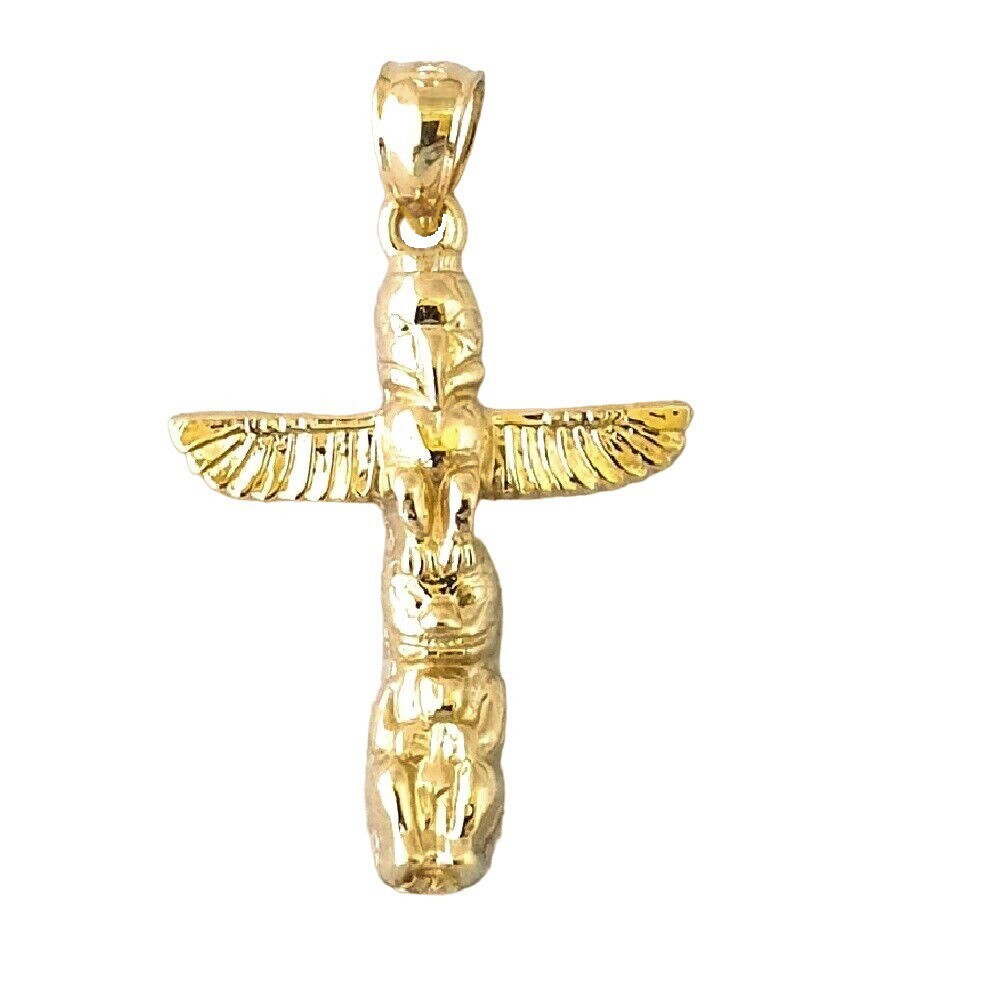 14k Yellow Gold Totem Pole Pendant / Charm, Made in USA