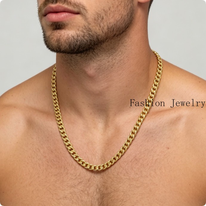 18K Solid Yellow Gold 10mm Curb Cuban Link Chain Necklace Bracelet 26″ Polished