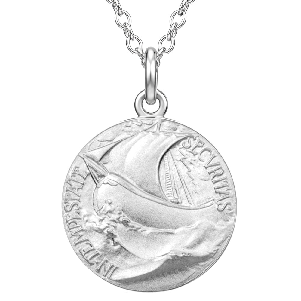 Sterling silver Saint St George pendant necklace with 18 inch chain and gift box