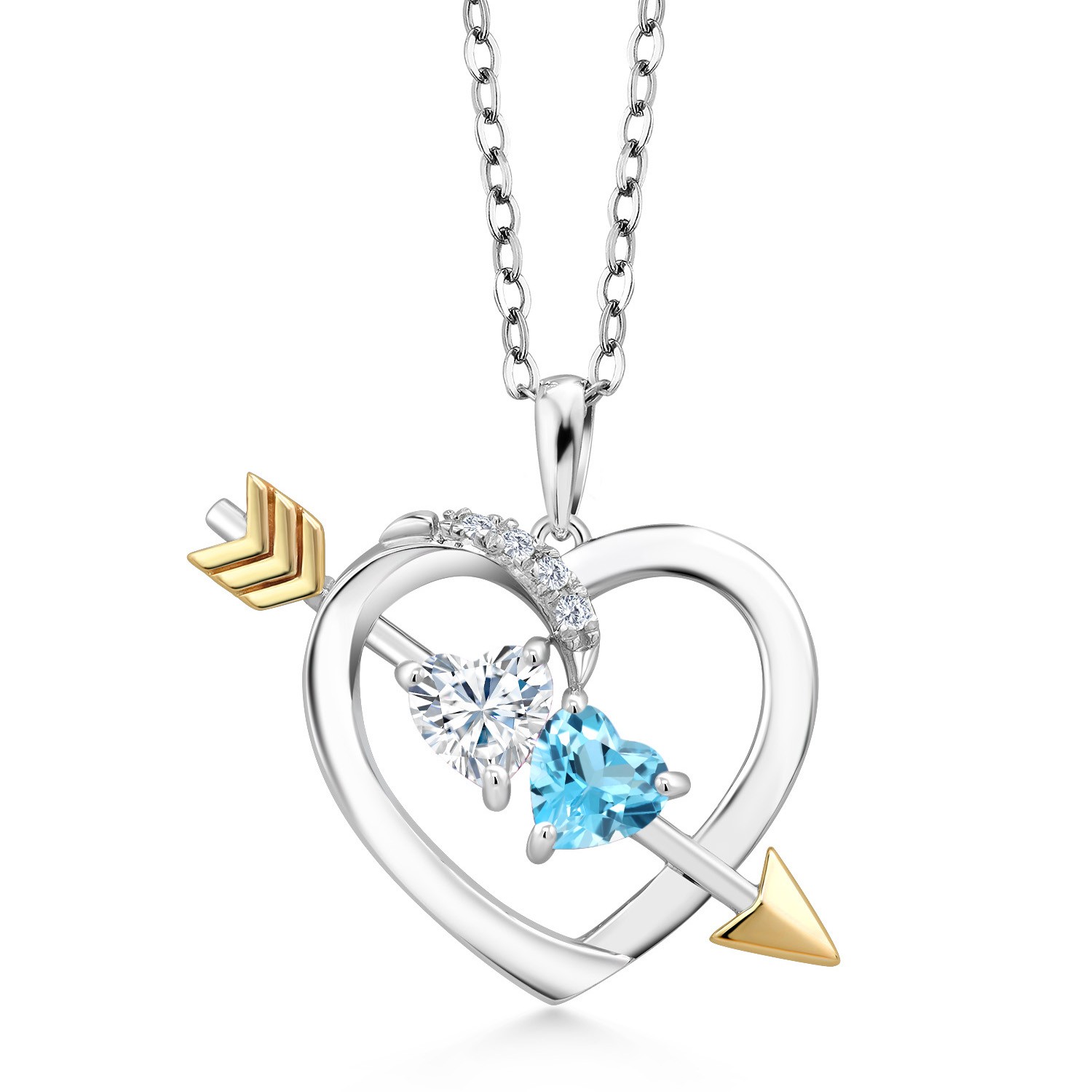 925 Silver and 10K Yellow Gold Lab Grown Diamond Pendant Near Colorless (GH)