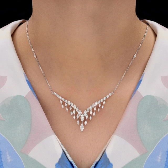 2.2Ct Marquise Lab-Created Diamond Women’s Y Drop Pendant 14K White Gold Plated