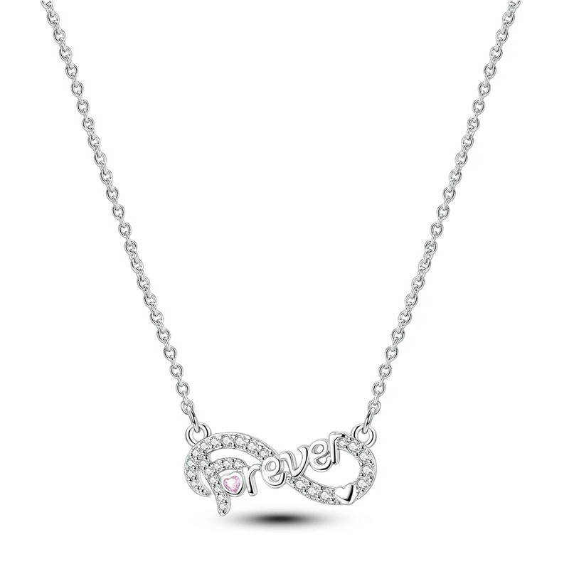 1/4 CT Moissanite and Lab Grown Pink Diamond Necklace in 925 Sterling Silver