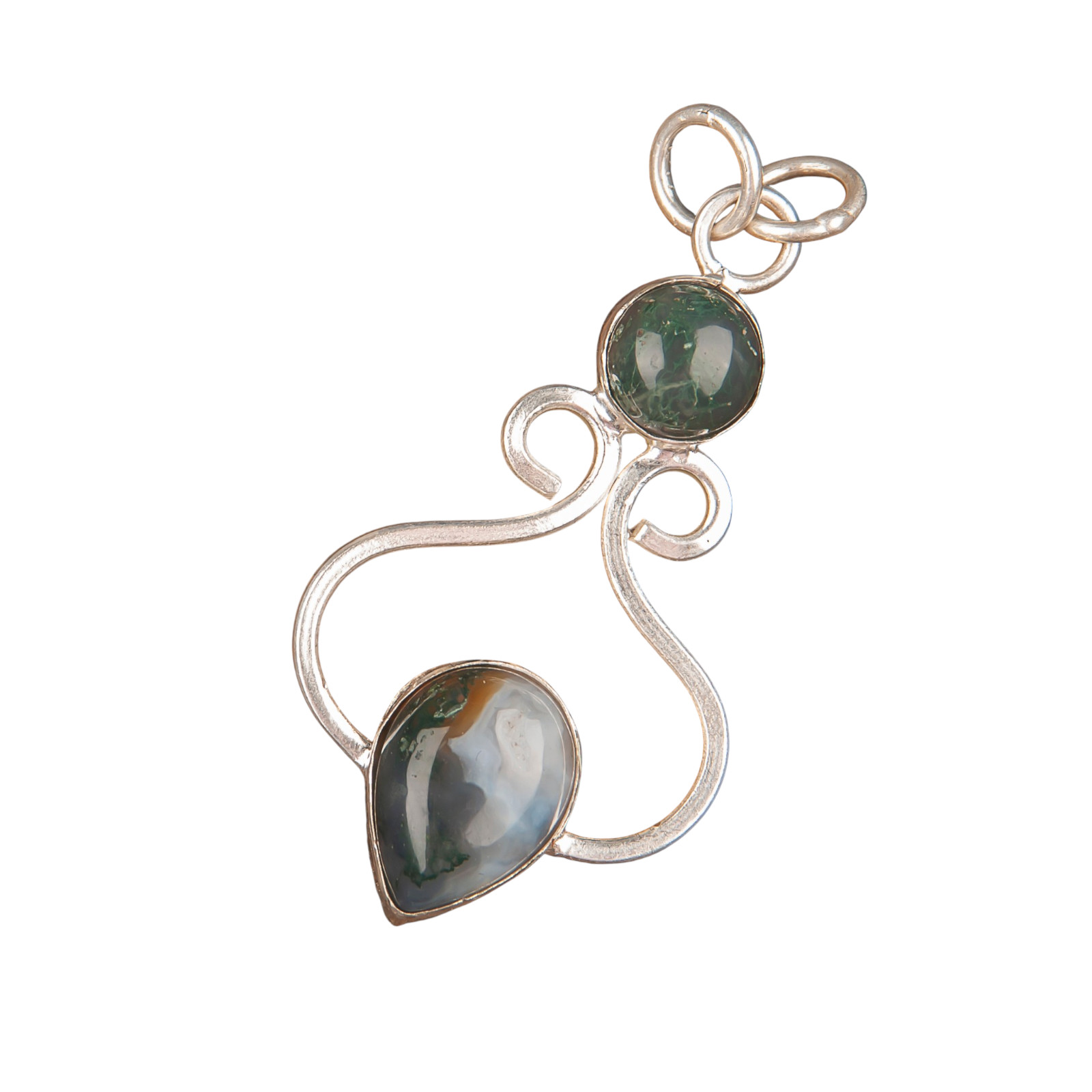 Moss Agate Gemstone 925 Sterling Silver Necklace Pendent1.60″ Gift For Women