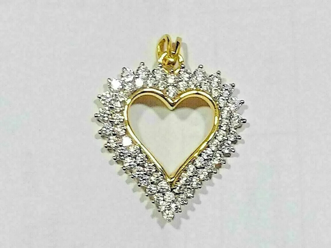3Ct Round Diamond Heart Shape Women’s Pendant 14K Yellow Gold Plated Free Chain