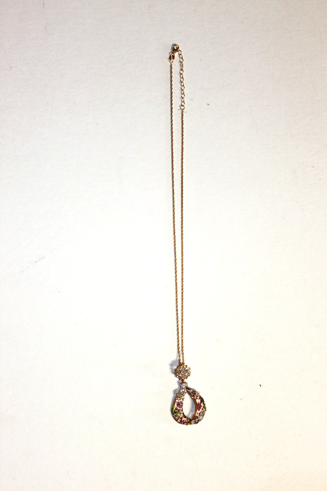 STS CHUCK CLEMENCY ENAMEL FLOWERS AND AMYTHEST AND OPAL STERLING SILVER NECKLACE