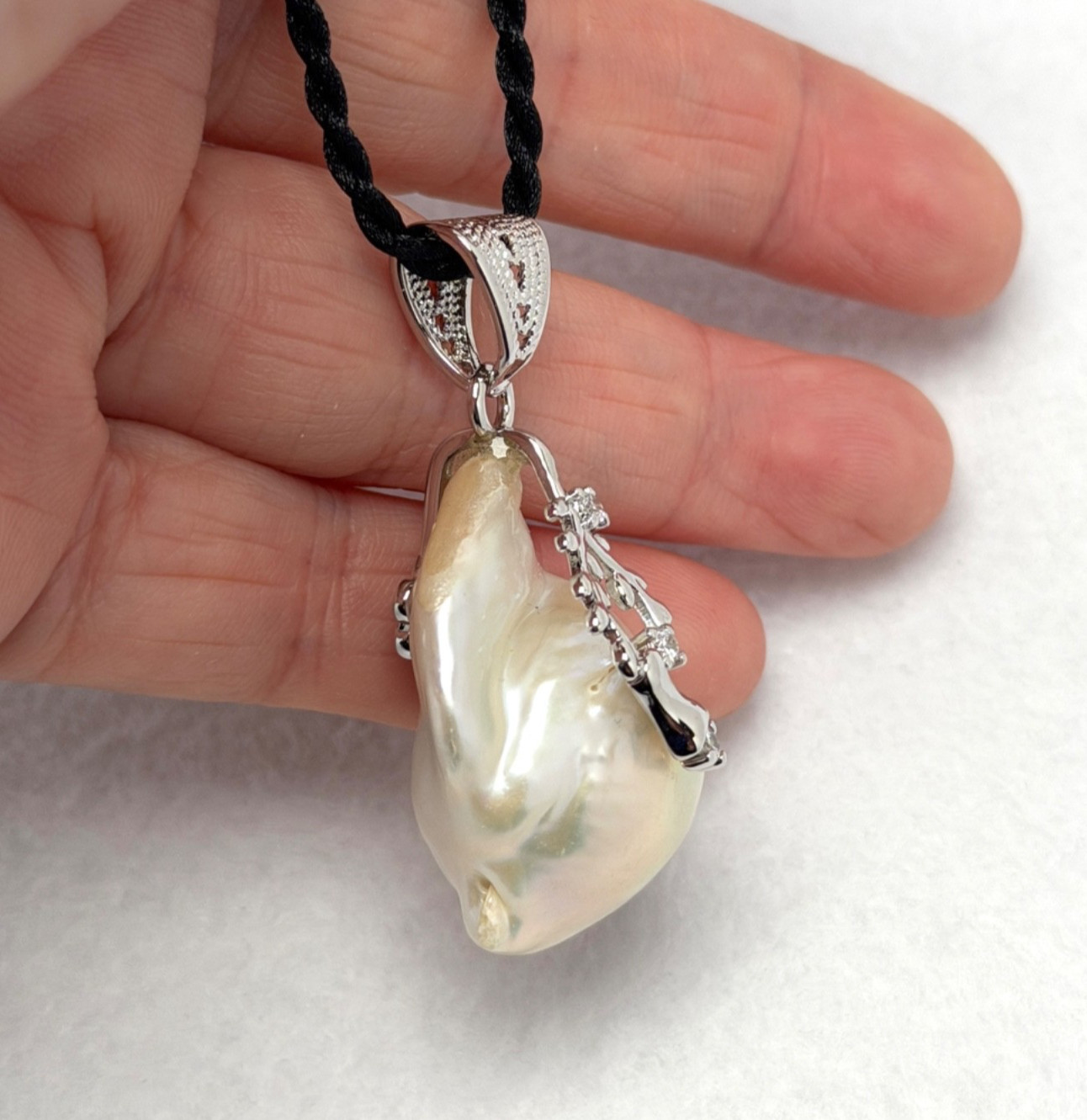 Humongous 20.3 x 30.2mm Freshwater Baroque Pearl Pendant, 925 Silver Bail #124SP
