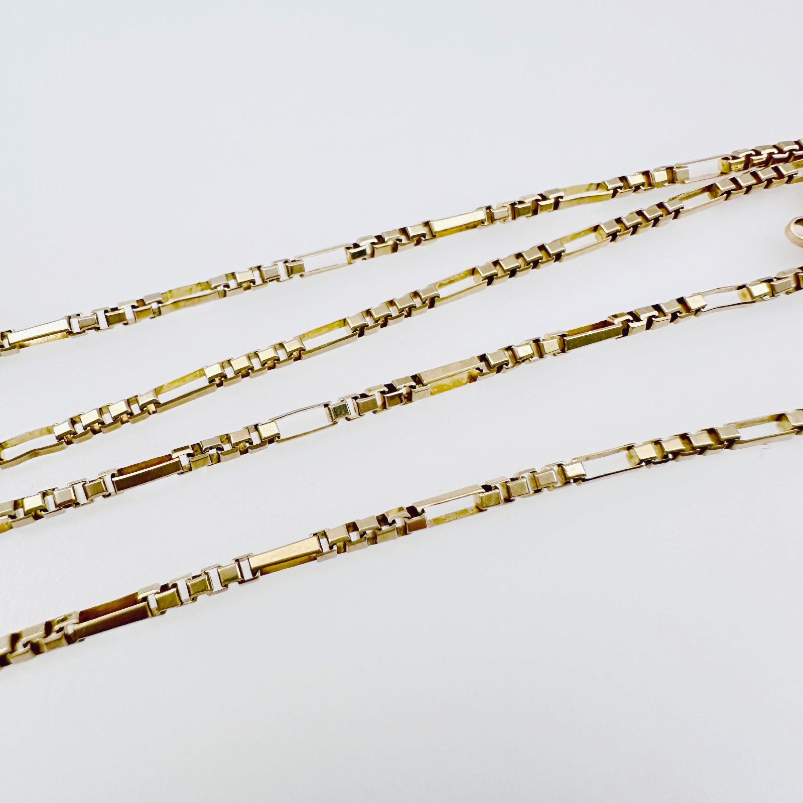 Solid 14K Yellow Gold Figaro Box Link Hybrid Chain Necklace 1.4mm, 24 1/2″, 5.6g