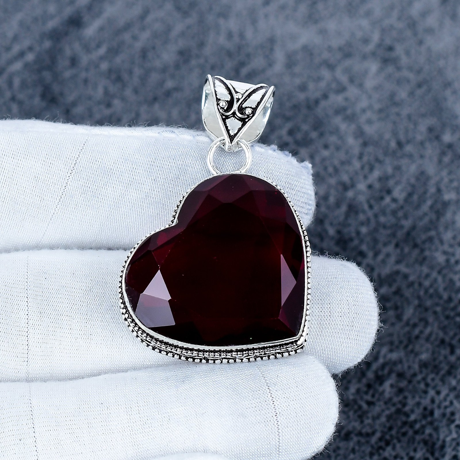 Heart Shape Red Garnet Gemstone Pendant | 925 Sterling Silver Necklace Gift