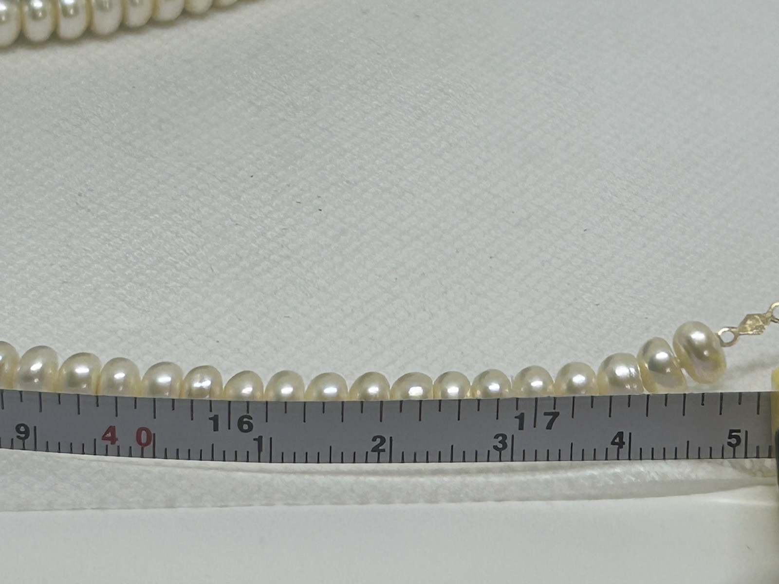 18″ Genuine Freshwater Pearl Necklace 7-8mm Rondelle 10K Gold MA Clasp Knotted