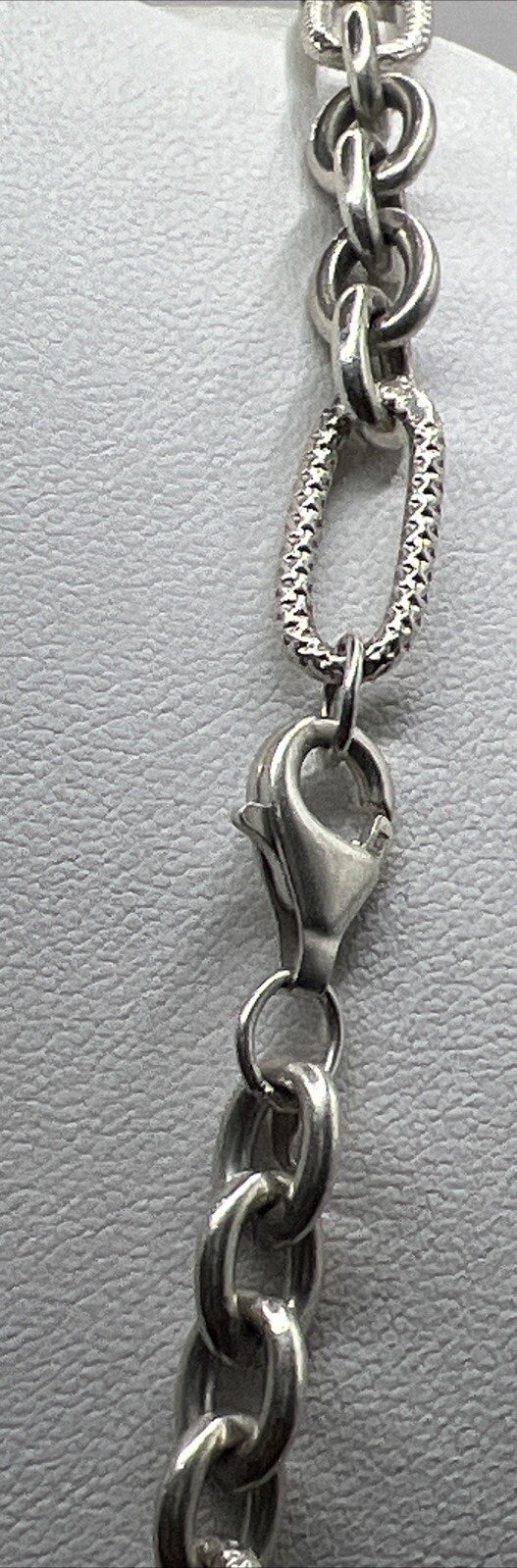 Sterling Silver Oval Open Link Figaro Style Necklace 32in (68g)