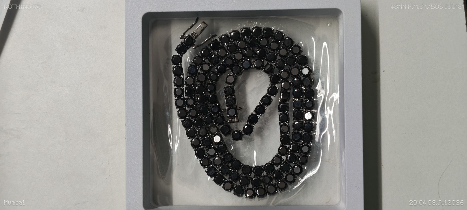25Ct Black Round Cut Lab-Created Diamond Tennis Necklace 14K Black Gold Plated