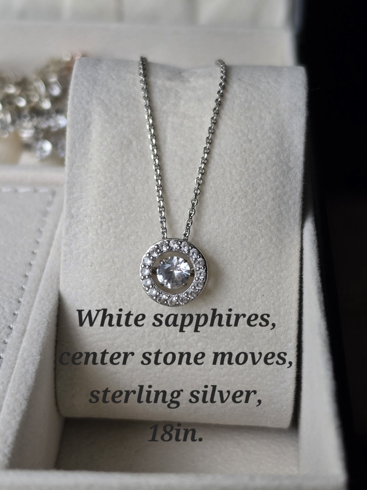 Round White Sapphire 18in. Sterling Silver Necklace