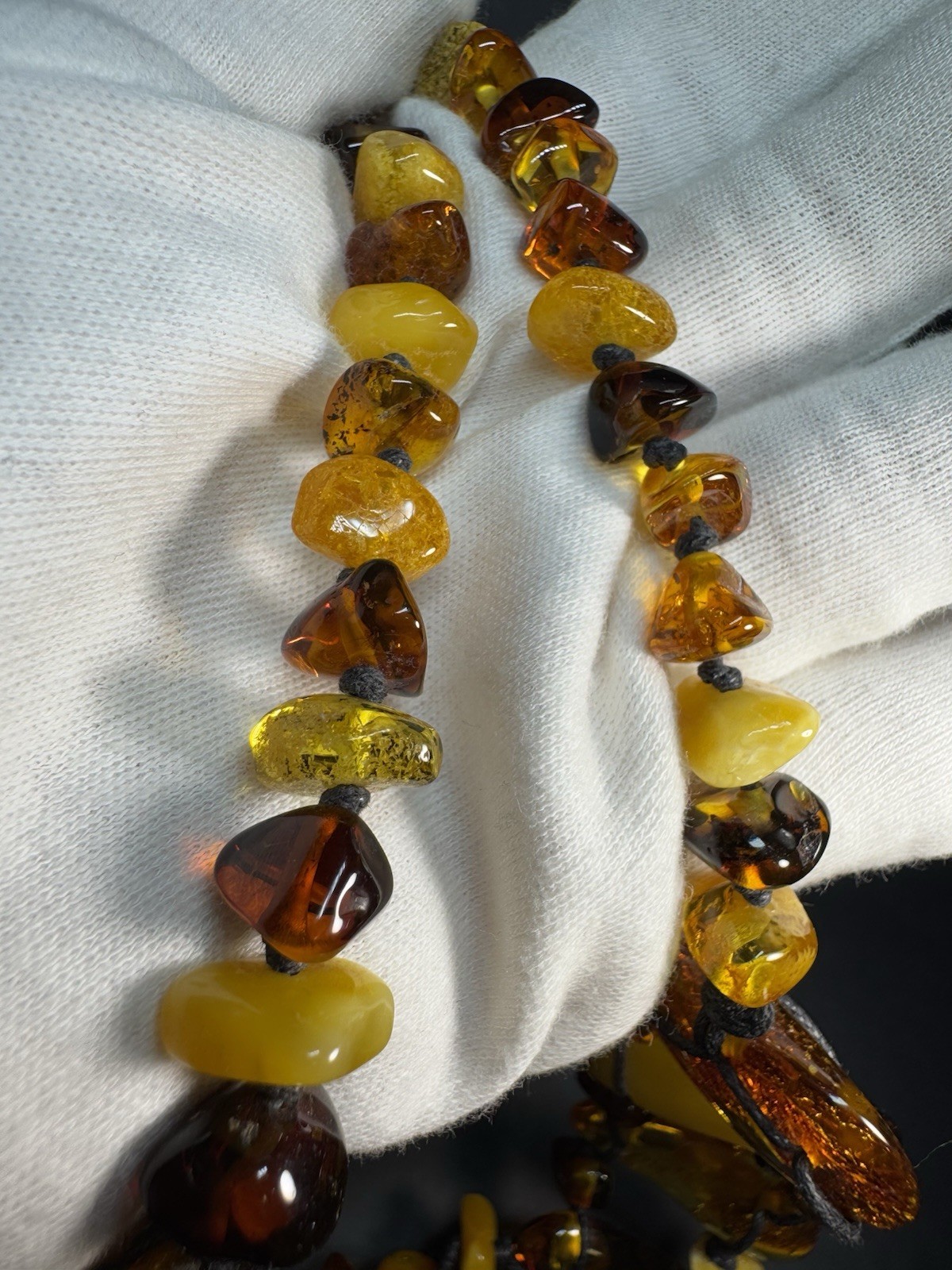 OOAK Natural Baltic Amber Statement Necklace Handmade Freeform Slab Macrame