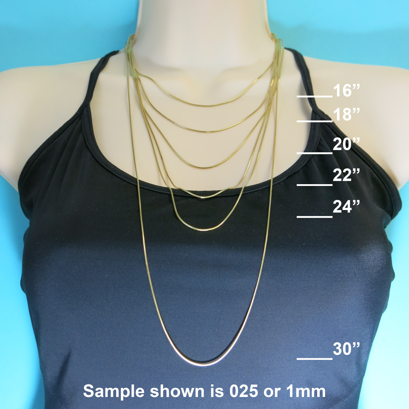 925 Sterling Silver Gold-Plated Snake Chain Necklace All Sizes