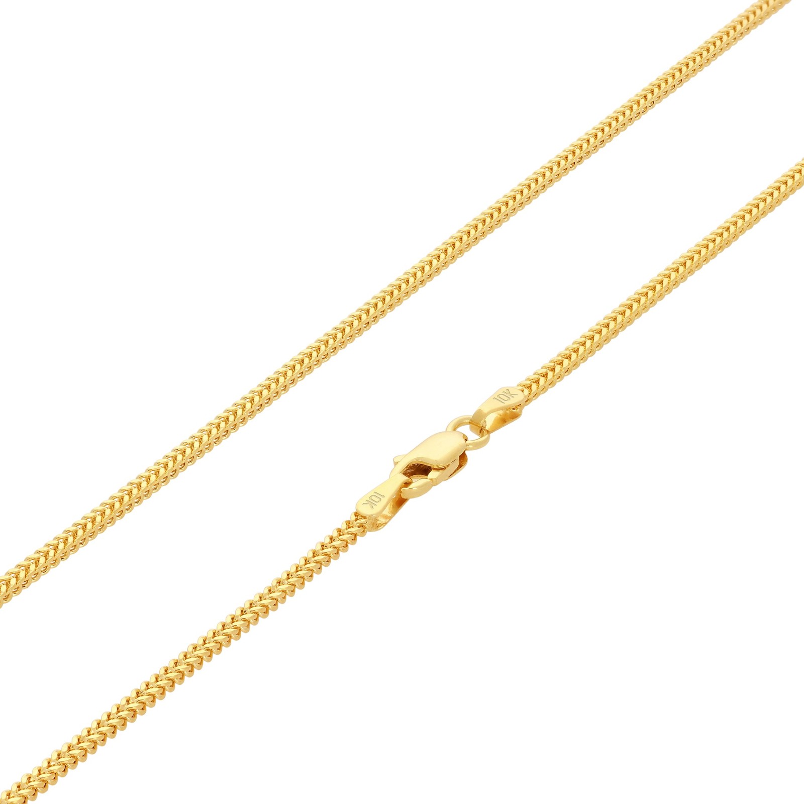 10K Yellow Gold 1.5mm Franco Box Wheat Foxtail Chain Necklace Mens Women 16″-30″