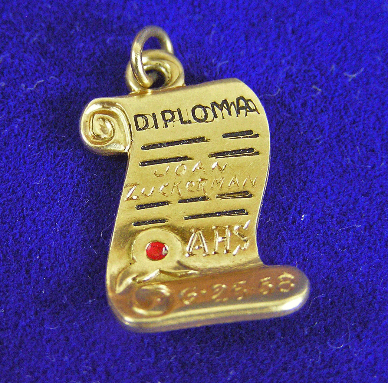 Vintage June 1958 14k Gold Diploma Charm Pendant 2.2g