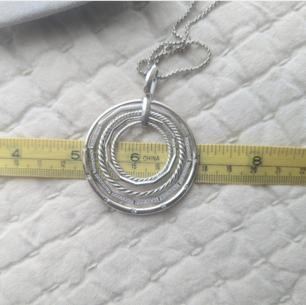David Yurman Stax Diamond Sterling Silver Large Pendant Necklace