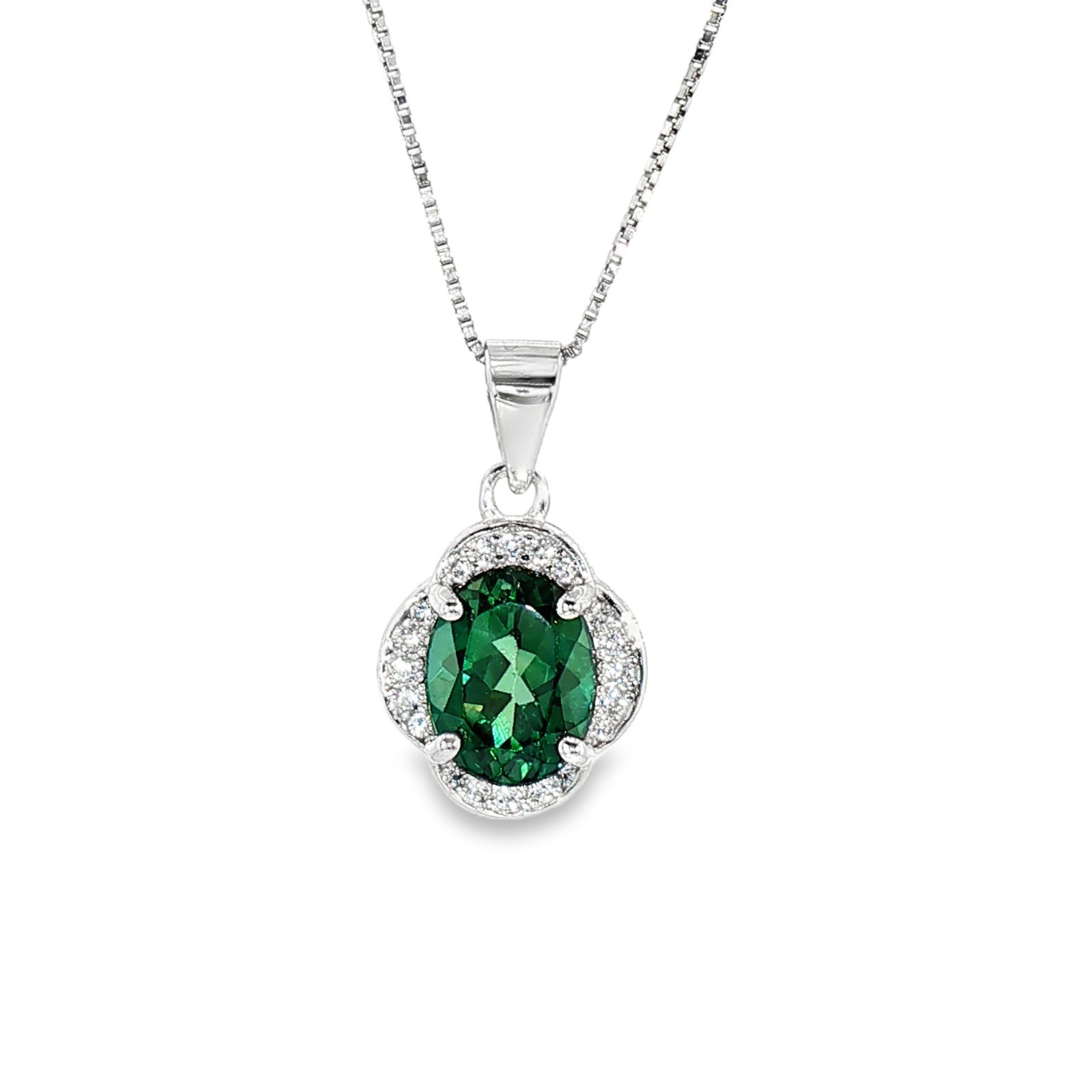 925 Sterling Silver Pendant Oval Green Topaz 9x7mm Natural Gemstone Jewelry.