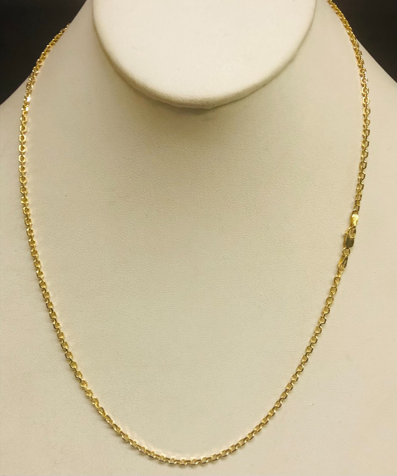 18k Yellow Gold 20″ Classic Solid Cable Link Pendant Chain/Necklace 1.9 MM 5 Gr