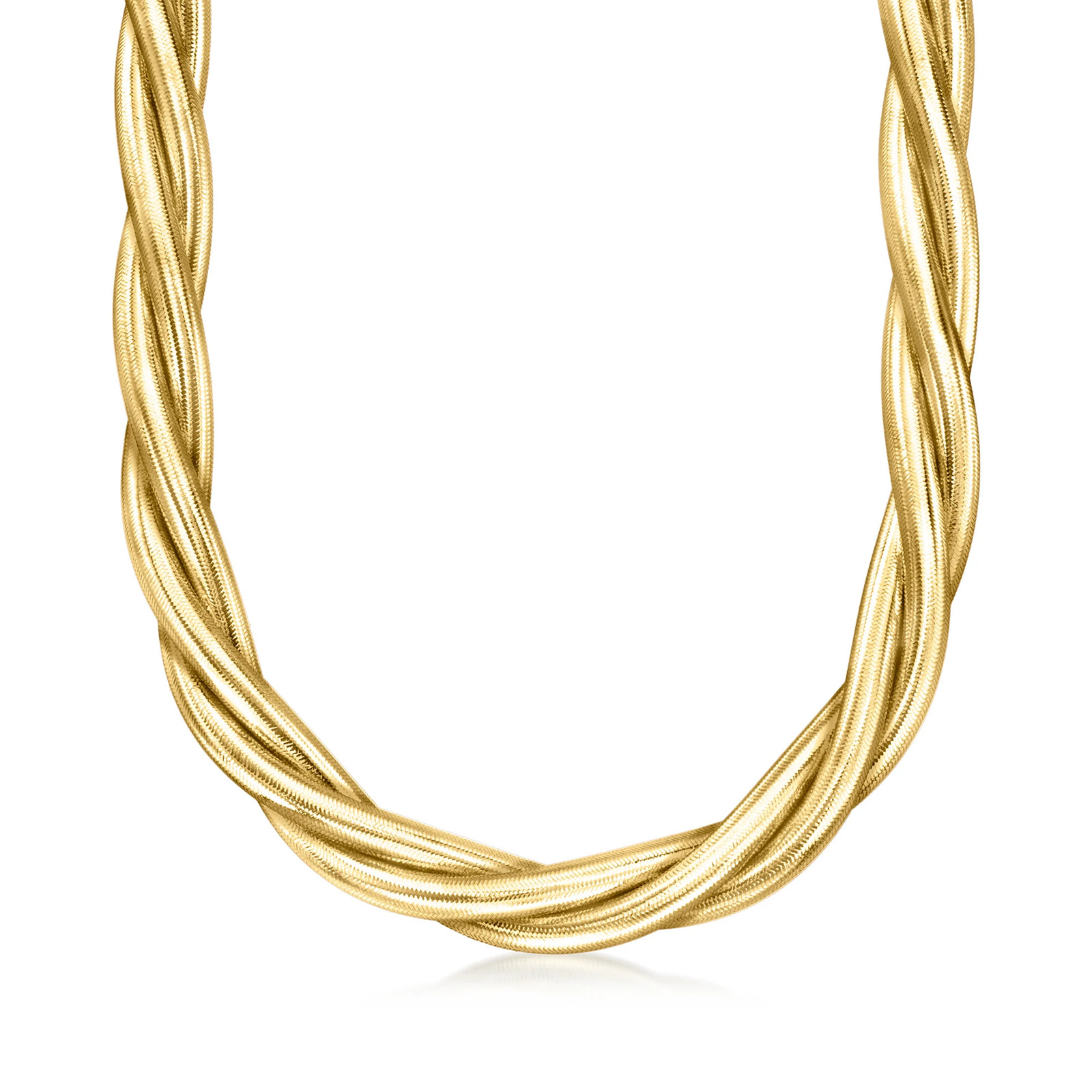 Ross-Simons Italian Flex Braided Necklace With 18kt Gold Over Sterling