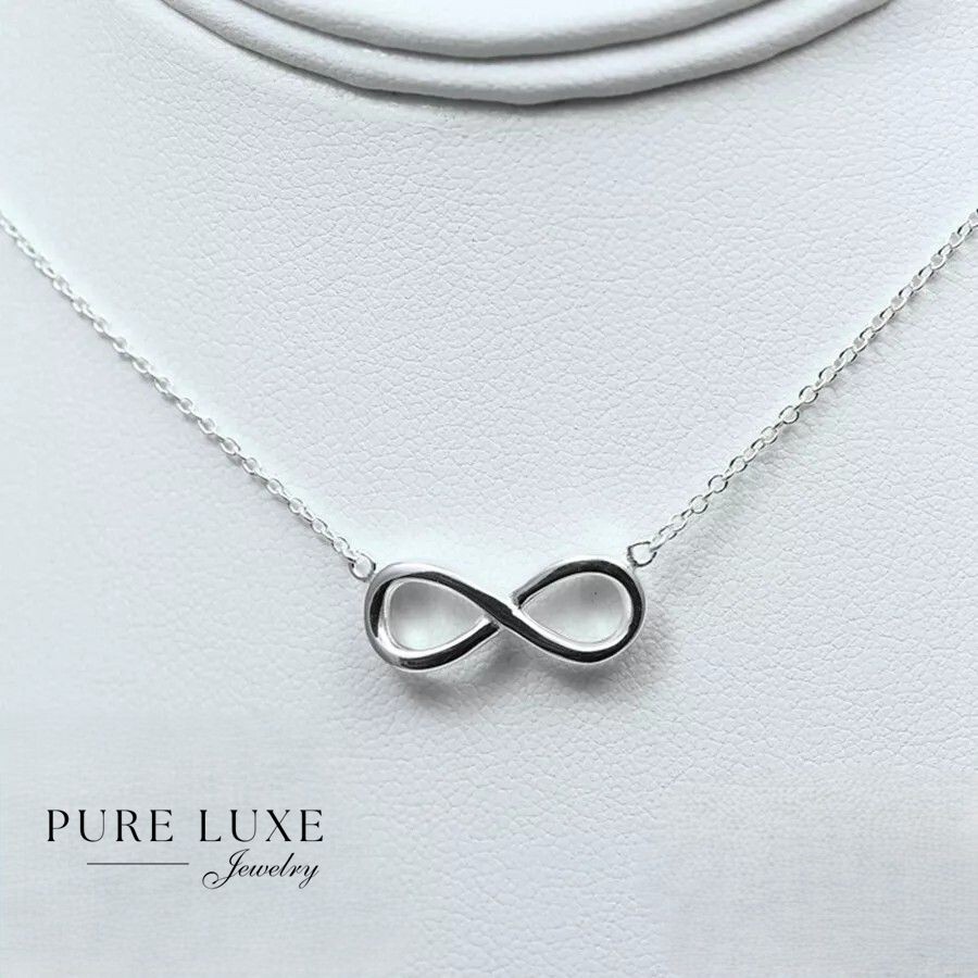 Women’s 925 Sterling Silver 18mm Infinity Pendant + Necklace 16″/17/ 18″.BOX