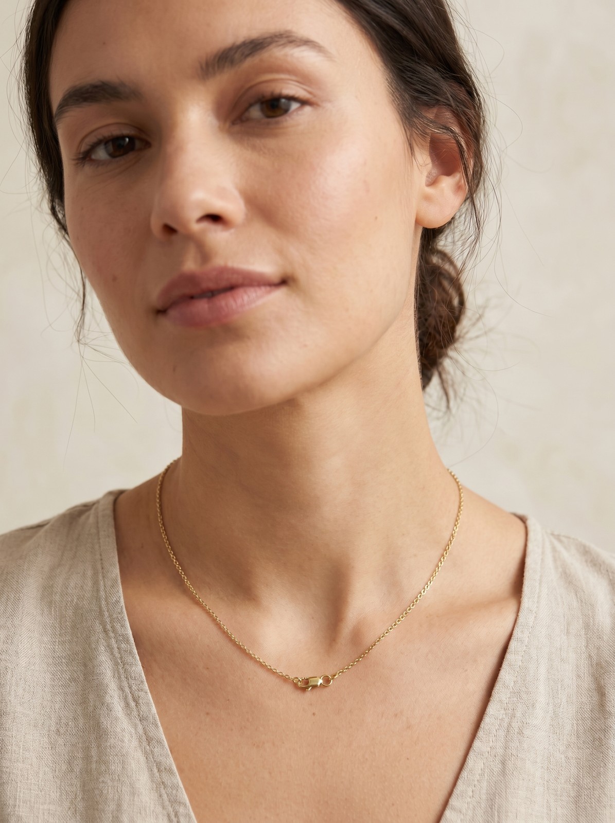 14K Solid Gold Cable Chain Necklace, 16 18 20 Inch, Dainty Gold Chain