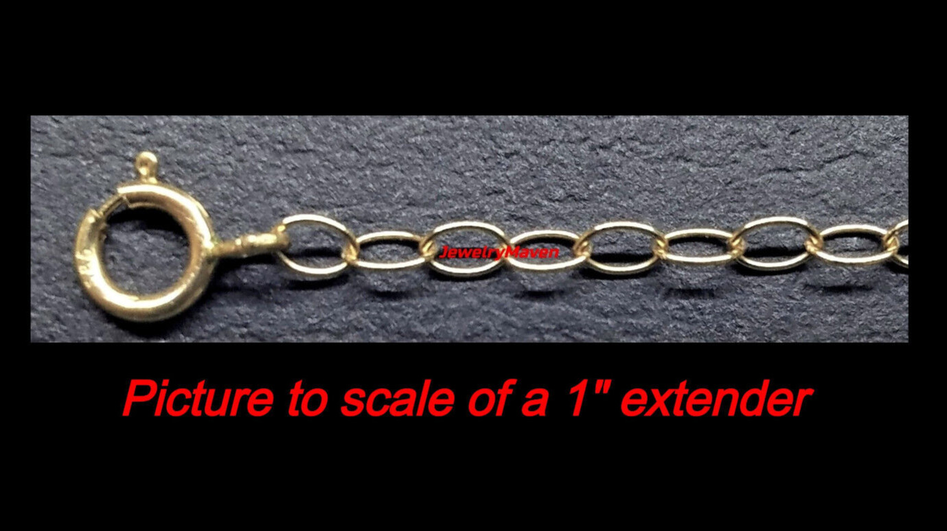 14k 2mm Cable Solid Yellow Gold 5mm Spring Ring Clasp 2″ Chain Extender Safety