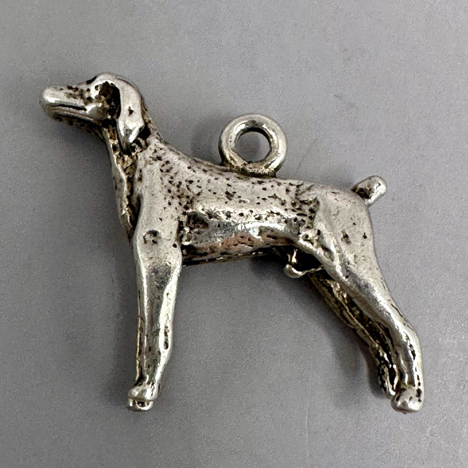 German Shorthaired Pointer Dog Charm Pendant 3D Figural Sterling Silver Hunting
