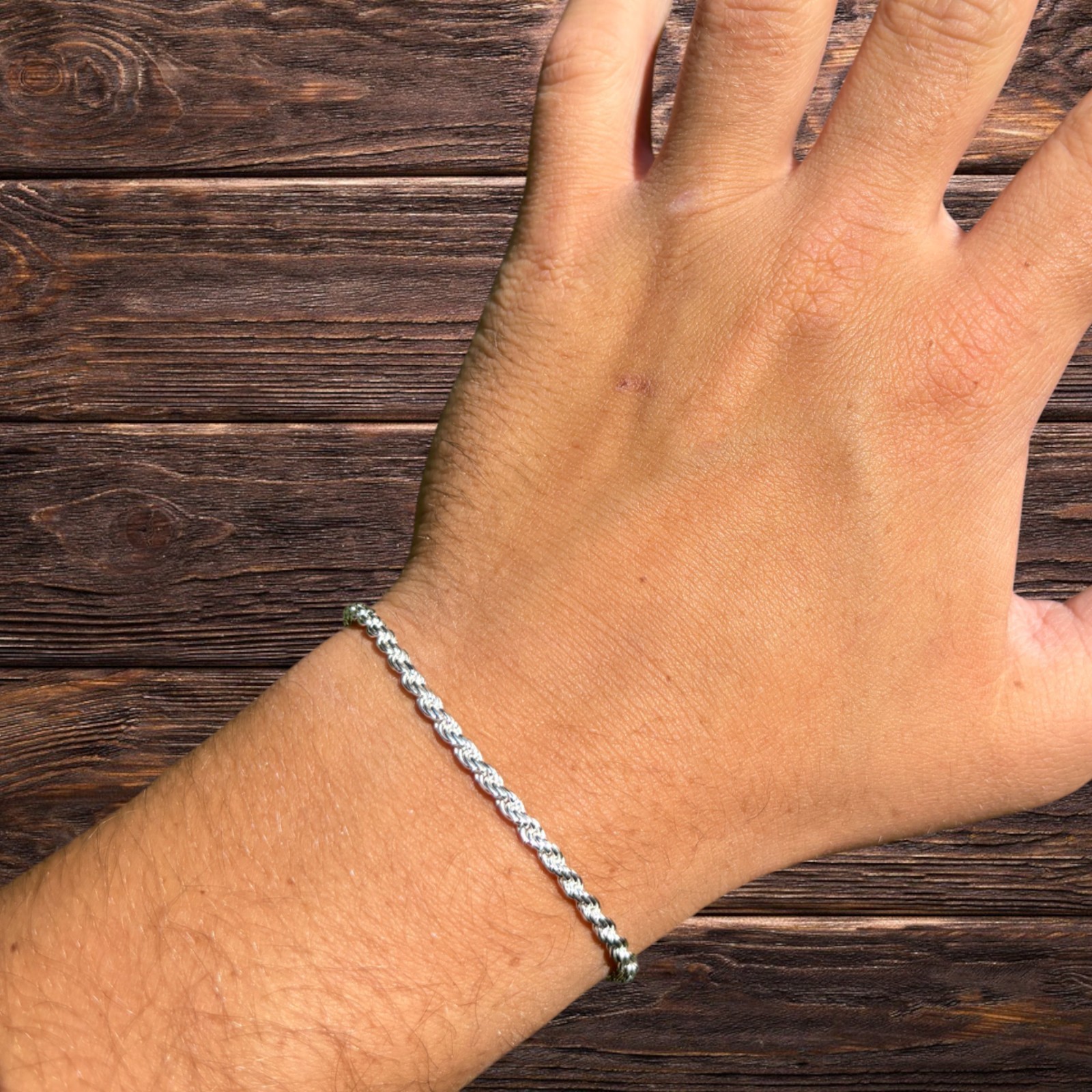 3mm Diamond Cut Rope Bracelet – Solid 925 Sterling Silver Or 14k Gold Vermeil