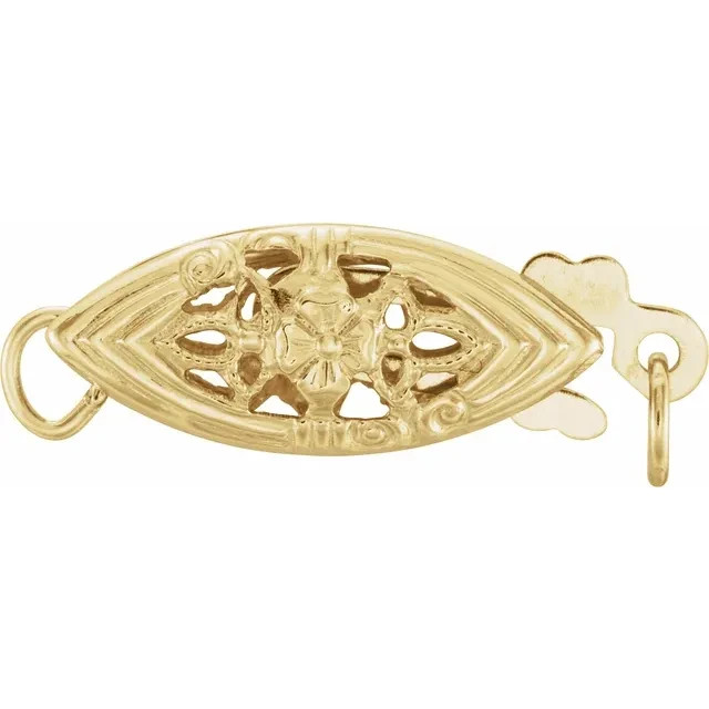 14k Yellow Gold Single-Strand Filigree fish hook clasp