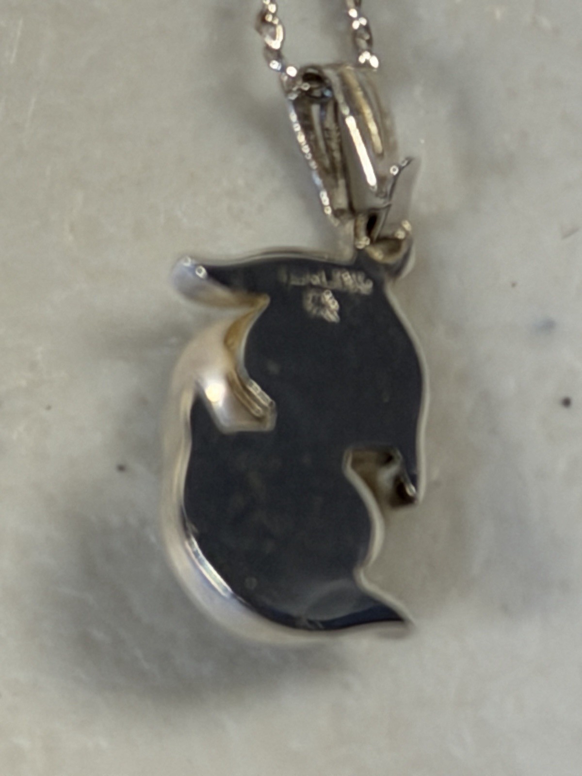 Sterling Japanese AKOYA Black/White PEARL Sail Pendant Necklace 16”