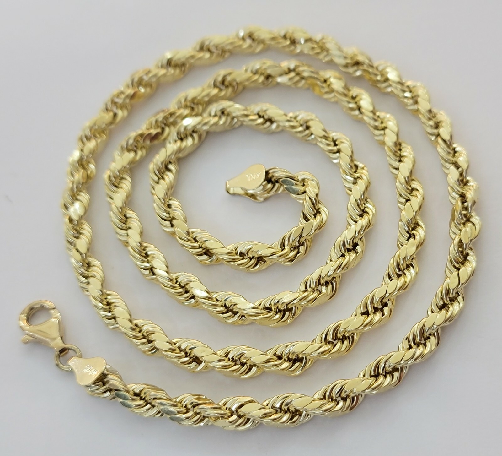 10K Yellow Gold Rope Chain 6mm Diamond Cut Necklace for Men 18-30″ Real 10KT
